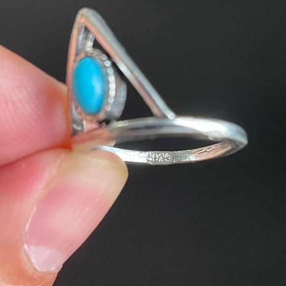 S925 silver turquoise stone statement ring size 6 - Picture 8 of 8